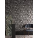 Papeldecor|Wallpaper flowers and circles with gray and black metallic elements|Wallpaper