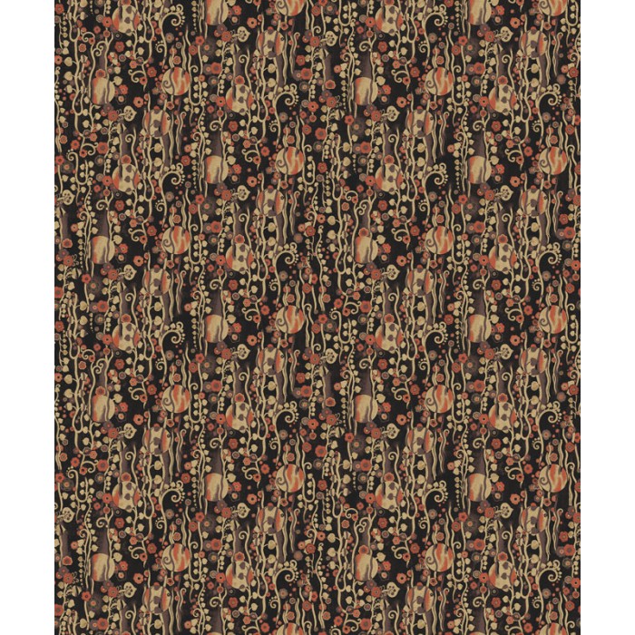 Papeldecor|Abstract wallpaper with flowers and circles, black with metallic gold|Wallpaper