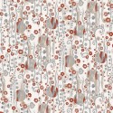 Papeldecor|Papier peint imprimé de fleurs et de cercles abstraits rouges sur un fond beige sable|Papier Peint