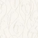 Papeldecor|Papier peint moderne avec des visages égyptiens beige, gris et doré brillant|Papier Peint