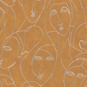 Marburg|Oriental wallpaper with large golden leaves|Modern