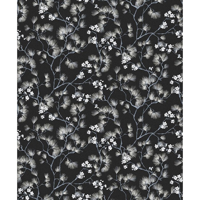 Khroma|Papel Pintado cerezo japonés en flor sobre fondo negro|Papel Pintado