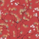 Khroma|Papier peint cerisier japonais rouge blanc et doré|Papier Peint