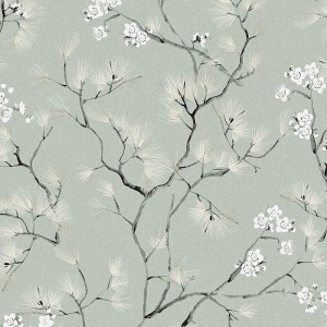 Cristiana Masi|Papier Peint fleurs japonaises vert|Fleurs Japonaises