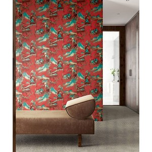 Casamance|Wallpaper modern marquetry water green|Wallpaper 2