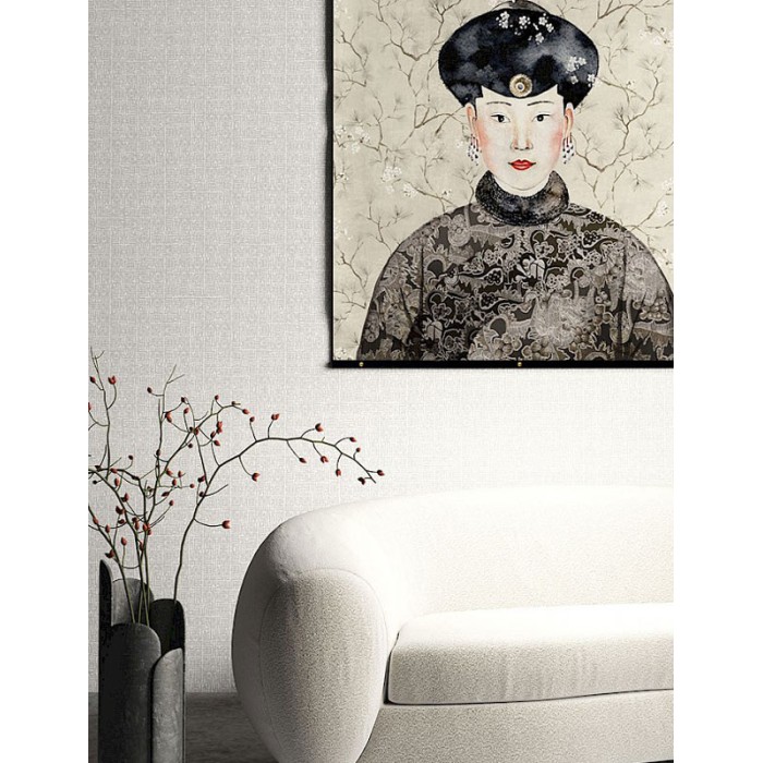 Khroma|Oriental labyrinth Wallpaper in grey and white|Wallpaper