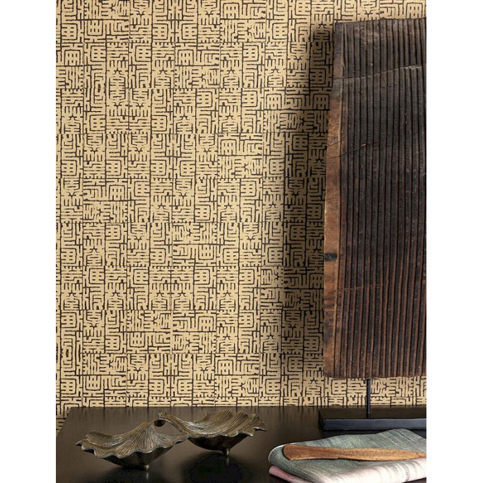 Papel Pintado oriental moderno laberinto turquesa - Khroma Kimono KIM602