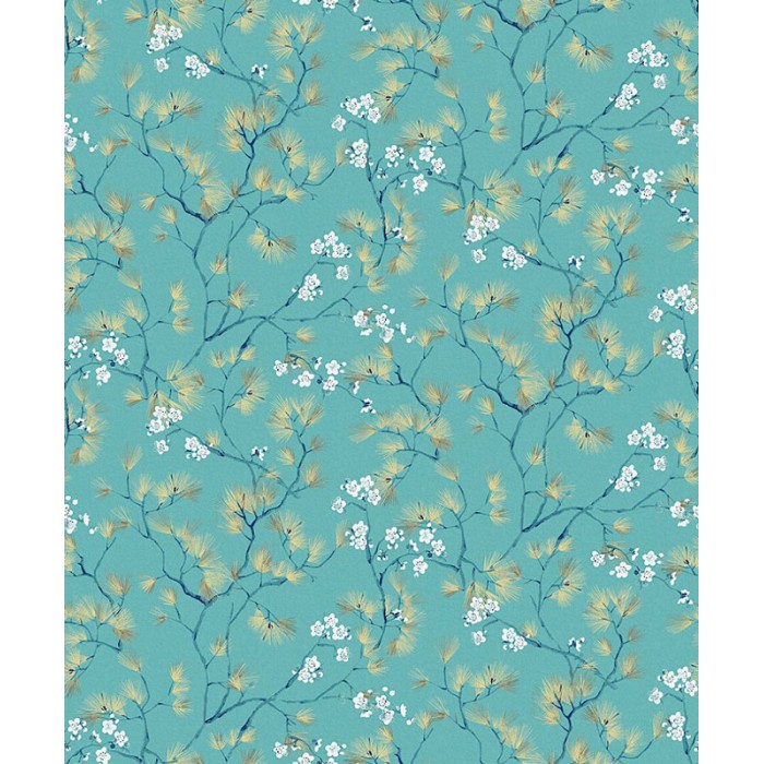 Papeldecor|Tapete Kirschblüte in grün und gold im orientalischen Stil|Tapeten