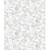 Papeldecor|Papier peint avec des fleurs de cerisier de style oriental sur fond blanc et argenté|Papier Peint