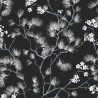 Papeldecor|Japanische Blumenmuster Tapete mit blühendem Kirschbaum auf schwarzem Hintergrund|Tapeten