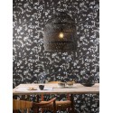 Papeldecor|Papier peint floral japonais avec un arbre de cerisier en fleurs sur fond noir|Papier Peint
