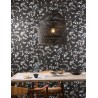 Papeldecor|Japanese floral wallpaper with cherry blossom tree in bloom on a black background|Wallpaper