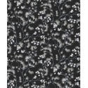 Papeldecor|Japanische Blumenmuster Tapete mit blühendem Kirschbaum auf schwarzem Hintergrund|Tapeten