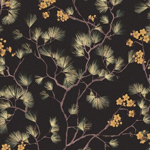 Casadeco|Papier peint floral style zen bambou vert|Oriental