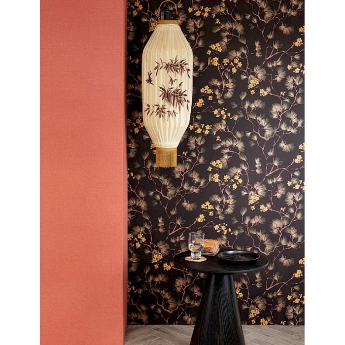 Papeldecor|Papel pintado cerezo estilo japonés negro y verde|Papel Pintado