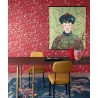Papeldecor|Japanische Tapete im Stil mit blühenden Kirschblüten in Rot, Weiß und Gold|Tapeten