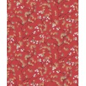 Papeldecor|Papel pintado estilo japonés con cerezo en flor rojo blanco y dorado|Papel Pintado