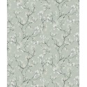 Papeldecor|Floral oriental style wallpaper with light green Japanese cherry blossoms|Wallpaper