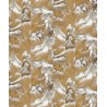 Papeldecor|Papier peint paysage oriental avec des montagnes japonaises de couleur moutarde|Papier Peint