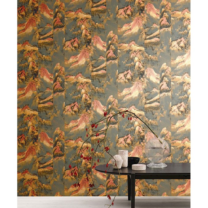 Papeldecor|Papel pintado paisaje japonés con montañas abstracto|Papel Pintado