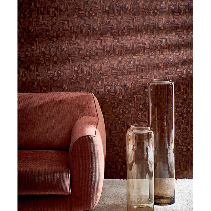 Papeldecor|Papier peint à effet textile avec des formes abstraites dans des tons marron|Papier Peint
