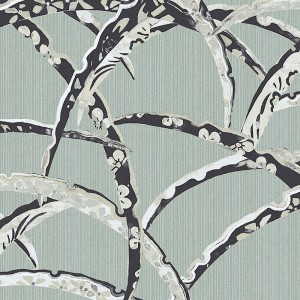 Casamance|Papier peint fibre naturelle rayée anthracite|Papier Peint