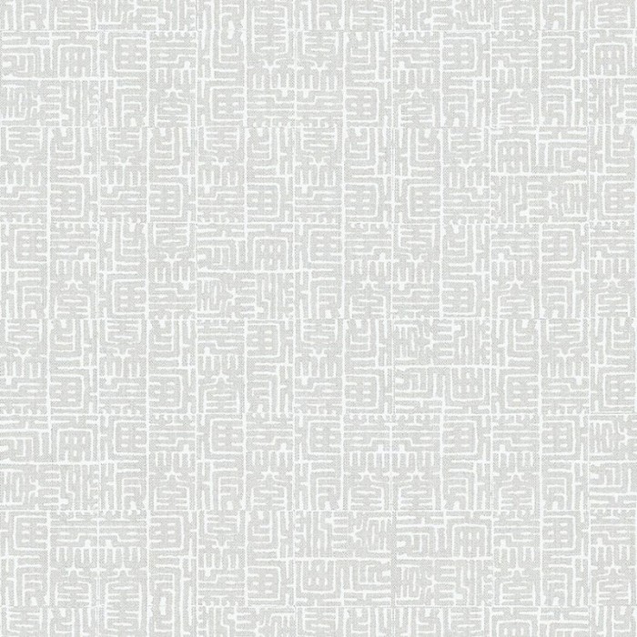 Papel pintado laberinto estilo oriental gris y blanco Detalles purpurina brillante -  222-2044