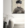 Papeldecor|Papier peint labyrinthe de style oriental gris et blanc avec des détails brillants en paillettes|Papier Peint
