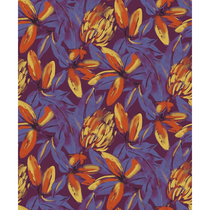 Khroma|Papier peint fruits tropicaux violet et doré métallisé|Papier Peint