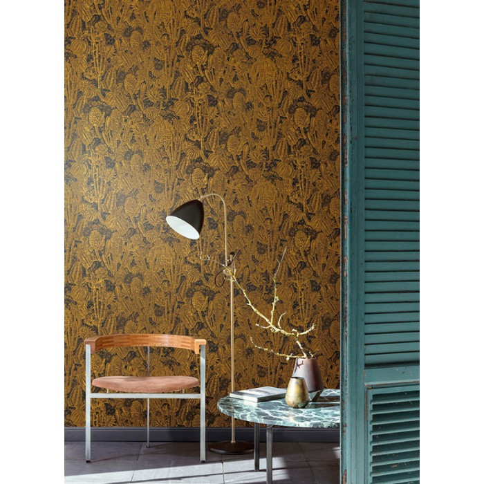 Khroma|Golden and black metallic cactus Wallpaper|Wallpaper