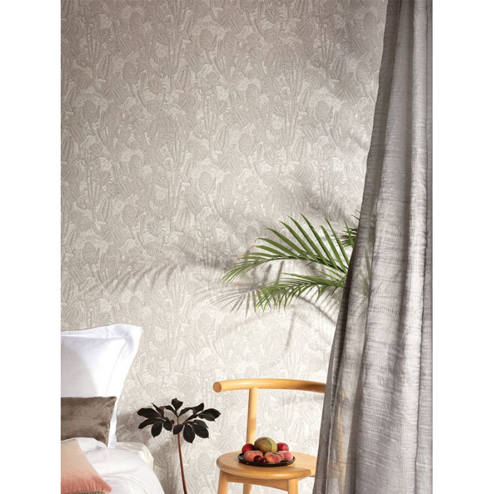 Khroma|Beige cactus Wallpaper with embossed texture|Wallpaper