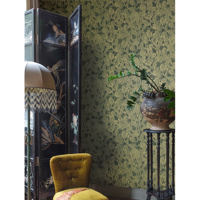 Papel Pintado cactus verdes con dorados metalizados - Khroma Havana HAV204