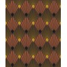 Khroma|Papel Pintado abanicos Art Deco marrón con detalles metalizados|Papel Pintado