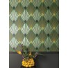 Khroma|Papel Pintado Art Deco verde y plata metalizado|Papel Pintado