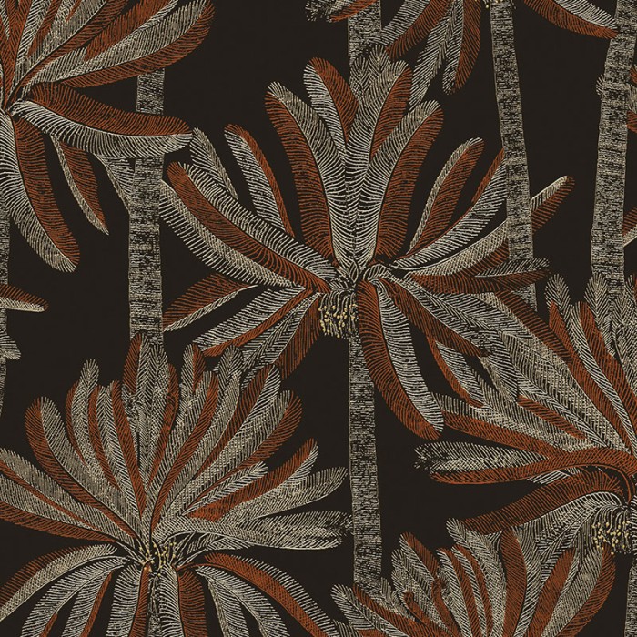 Khroma|Papel Pintado palmeras caribeñas doradas sobre fondo negro|Papel Pintado