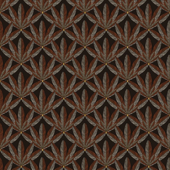 Khroma|Papel Pintado hojas de palmera negro y bronce metalizado|Papel Pintado
