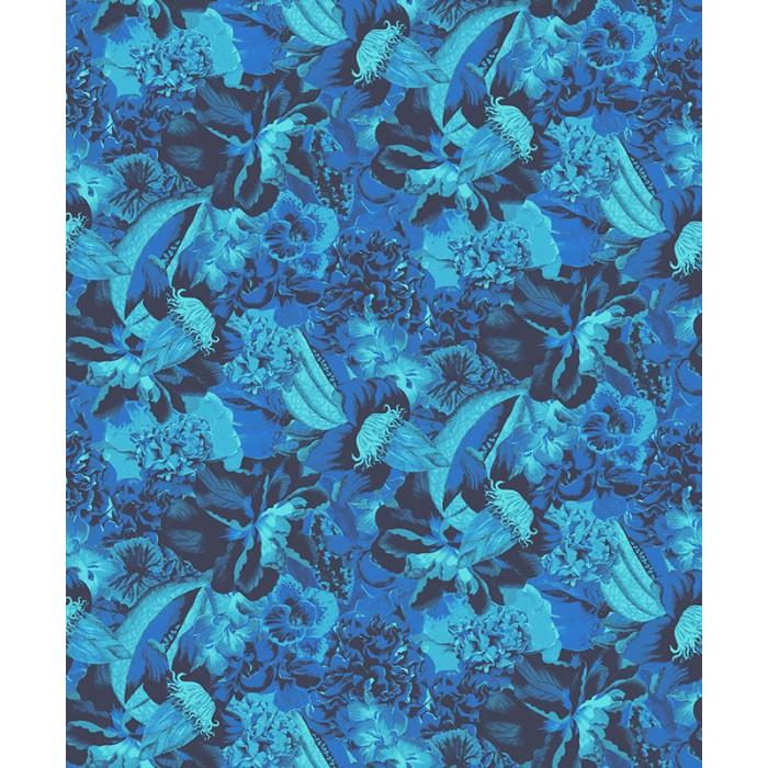 Khroma|Floral Wallpaper with exotic fruits in blue tones|Wallpaper