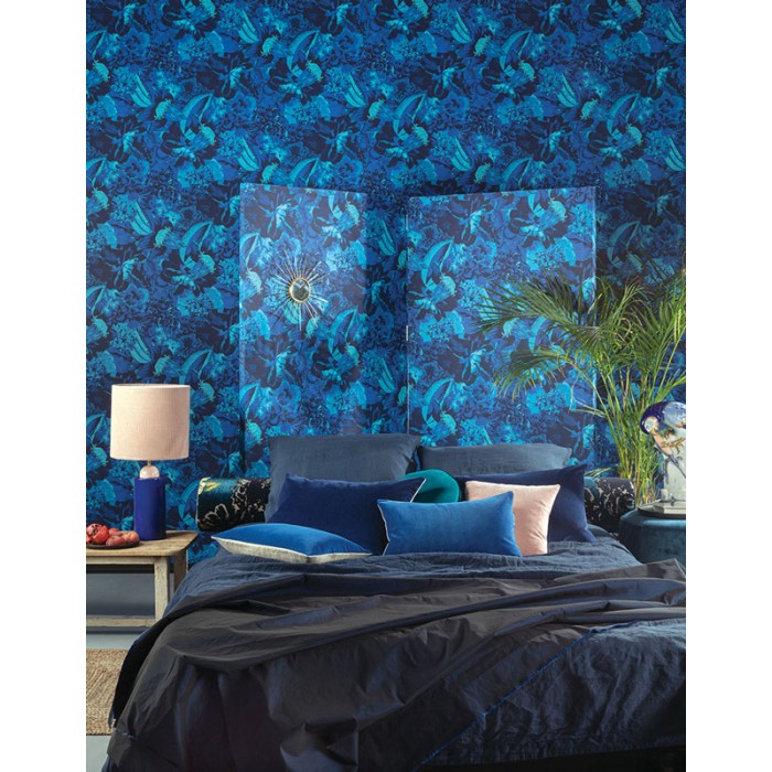 Papel Pintado floral con frutas exóticas tonos azules - Khroma Havana HAV902