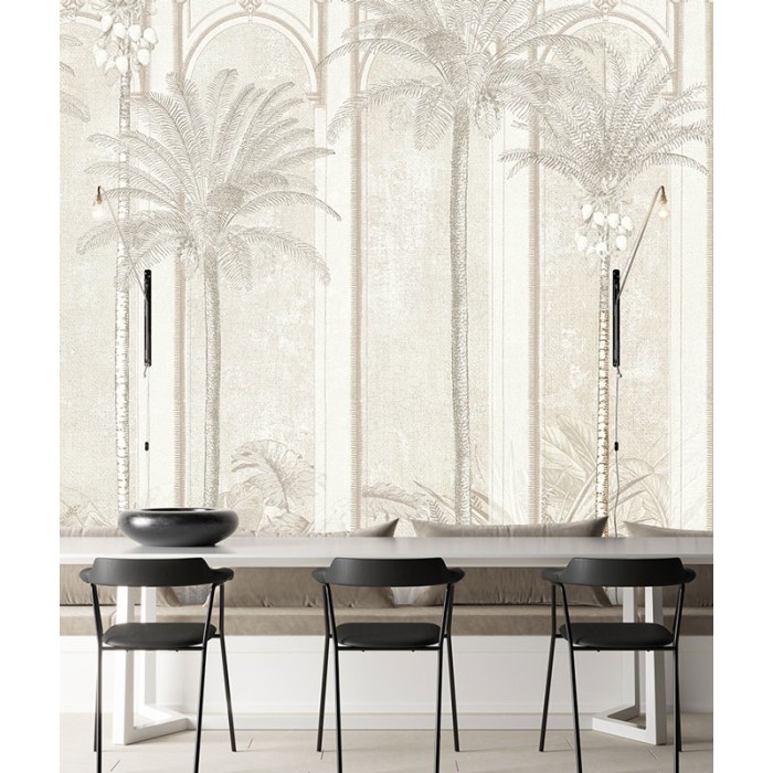 Khroma|Wallmural Havana tropical palms in beige|Wallmurals