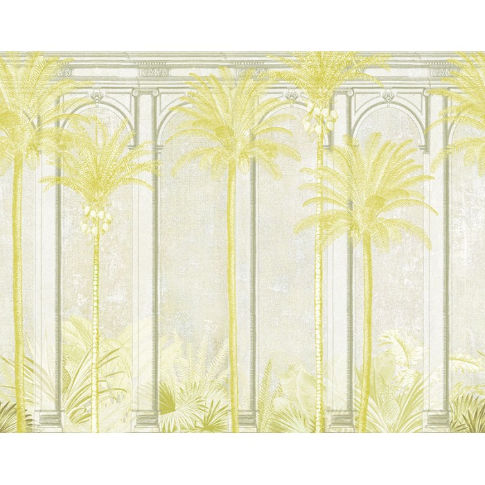 Khroma|Wandbild tropische Havana-Palmen Grün und Beige|Wandbild