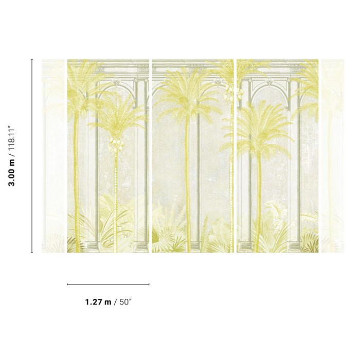 Khroma|Wallmural tropical Havana palms in green and beige|Wallmurals