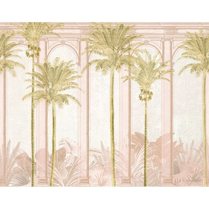Khroma|Mural de pared tropical palmeras Havana tonos rosados|Murales de Pared