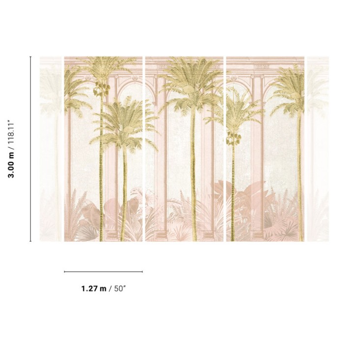 Khroma|Wallmural tropical Havana palms in pink tones|Wallmurals