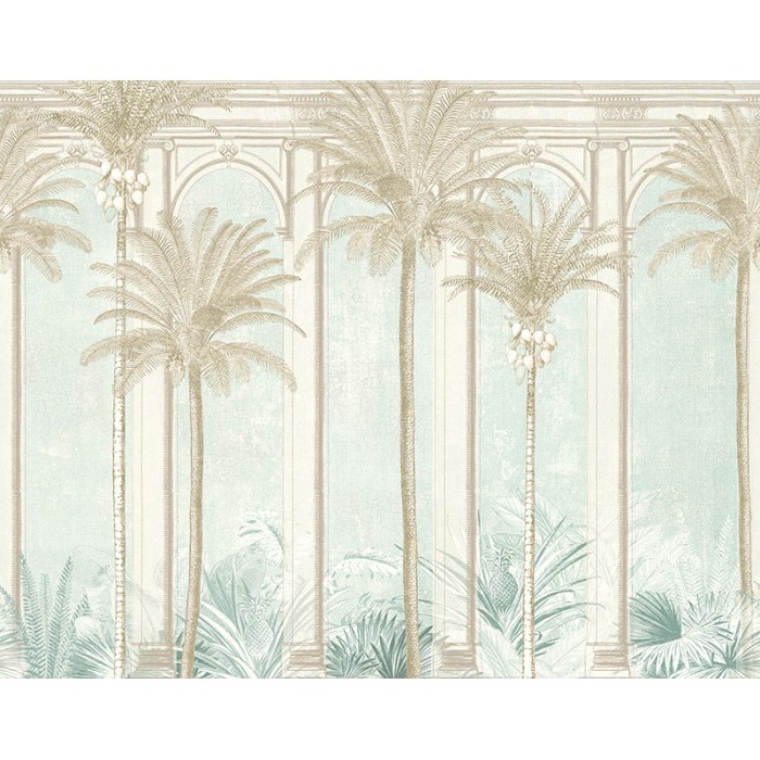 Khroma|Wallmural tropical Havana palms in green and brown|Wallmurals