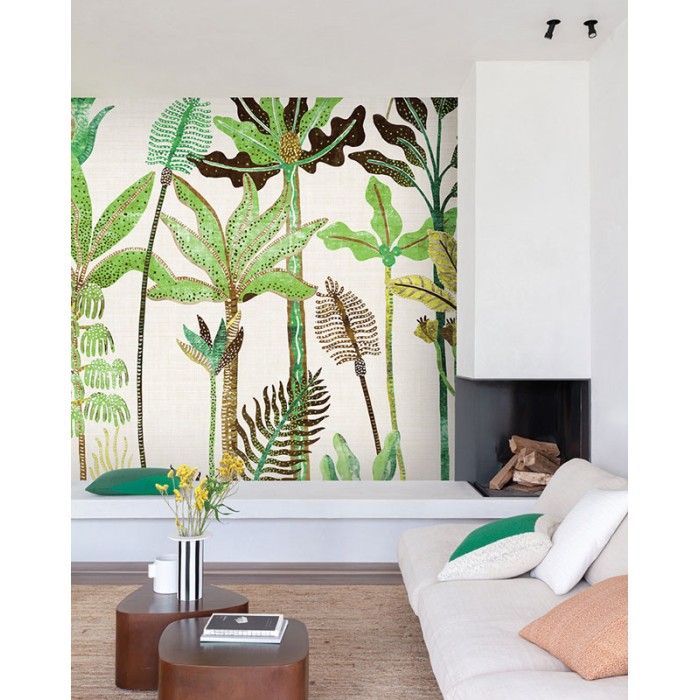 Khroma|Papier panoramique paysage tropical minimaliste palmiers verts|Panoramiques