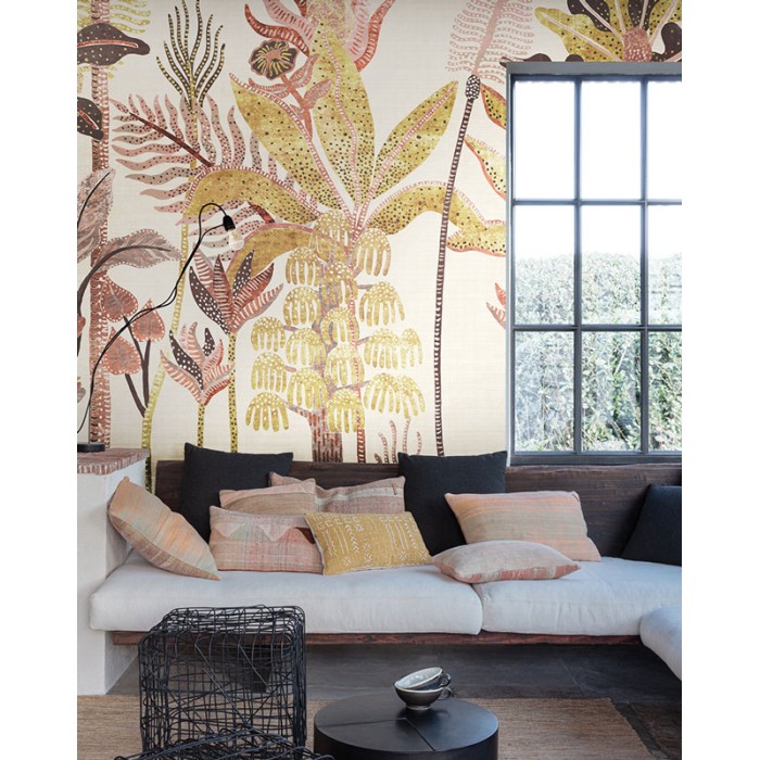 Khroma|Wallmural tropical pink tones with Caribbean palms|Wallmurals