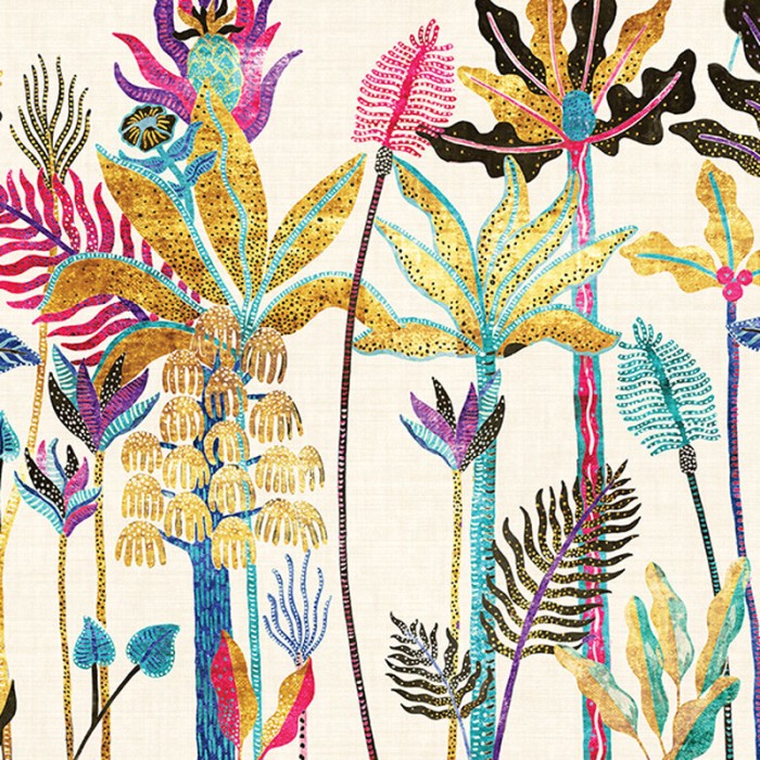 Khroma|Mural de pared tropical moderno palmeras multicolor|Murales de Pared