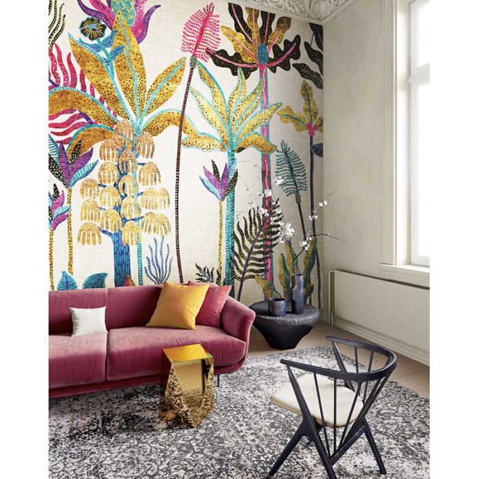 Khroma|Papier panoramique tropical moderne palmiers multicolores|Panoramiques