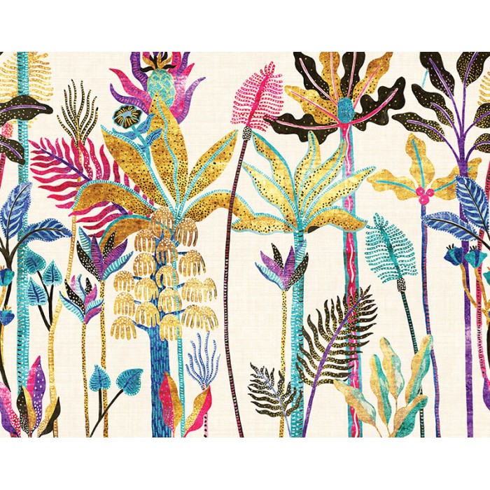 Khroma|Papier panoramique tropical moderne palmiers multicolores|Panoramiques