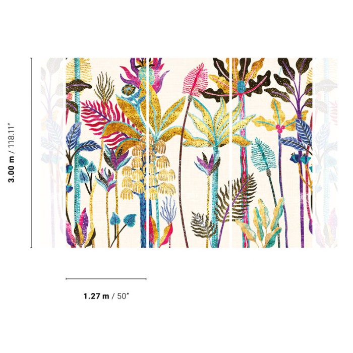 Khroma|Papier panoramique tropical moderne palmiers multicolores|Panoramiques